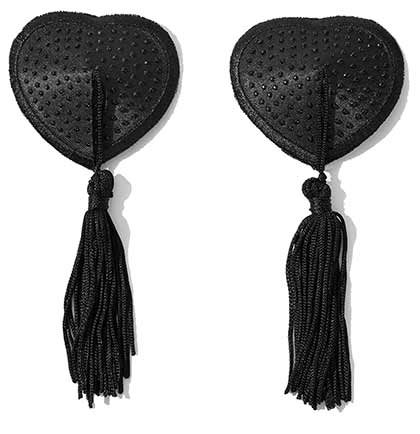Black Heart Shaped Tassel Nipple Cover