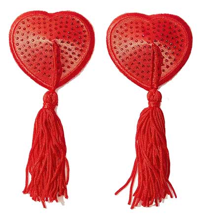 Red Heart Shaped Tassel Nipple Covers