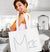 Script Mrs. EST Rhinestone Large Canvas White Tote