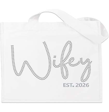 Script Wifey EST Rhinestone Large Canvas Tote