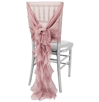 Dusty Blush Organza Cap & Ruffle Chair Cover