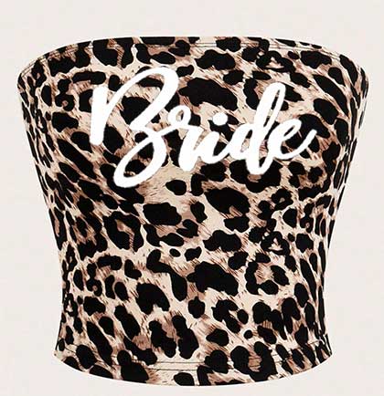 White Glam Bride Leopard Print Strapless Top