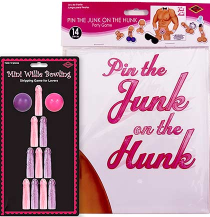Pin the Junk &amp; Mini Bowling Game - Set of 2