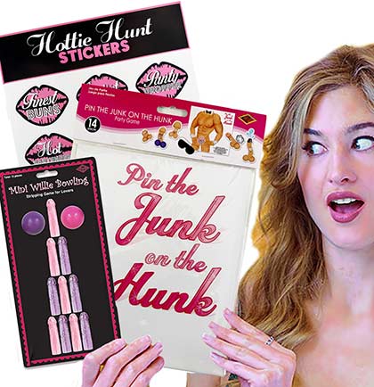 Pin the Junk, Hottie Hunt & Mini Bowling Game - Set of 3
