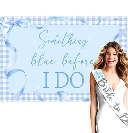 Something Blue Before I Do Blue & White Backdrop Banner