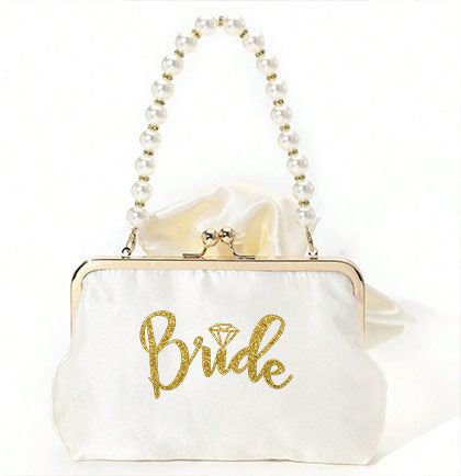 Bride Pearl & Satin Clutch Purse