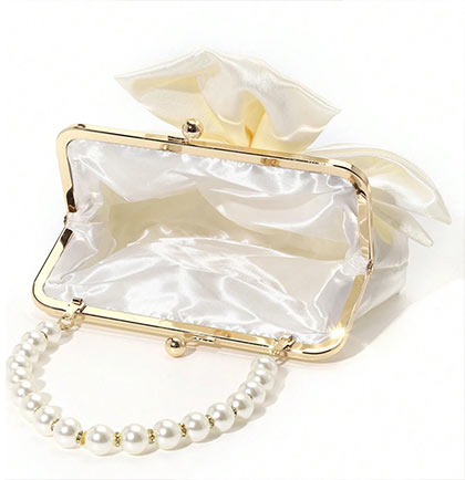 Bride Pearl &amp; Satin Clutch Purse