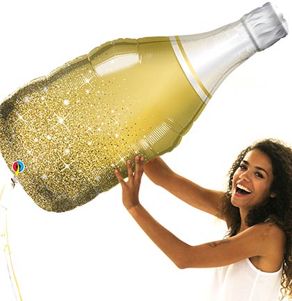Gold Bottle Balloon - 39"