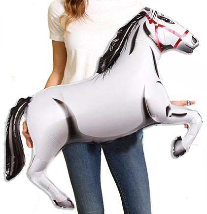 White Pony Shaped Mylar Balloon