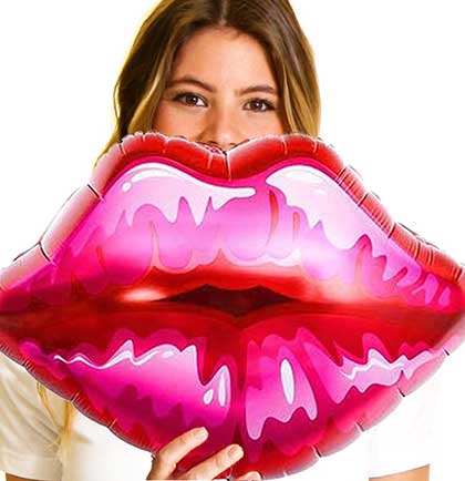 Red Lips Mylar Balloon