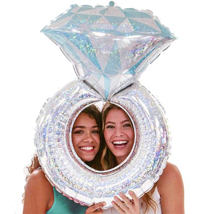 Holographic Band Wedding Ring Shaped Mylar Balloon - 38&quot;