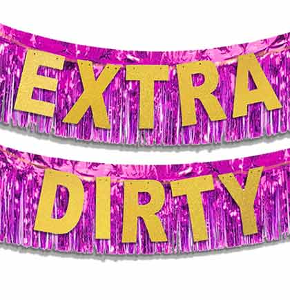 Extra Dirty Gold Glitter Banner &amp; Fringe Garland - 2pc