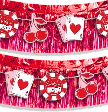 Lucky in Love Banner & Red Fringe Garland - 2pc