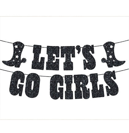 Let's Go Girls Black Glitter Banner - 6ft