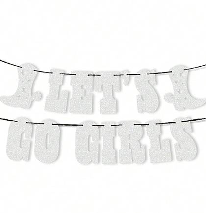 Let's Go Girls Silver Glitter Banner & Blue Fringe Garland - 2pc