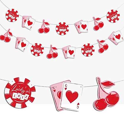 Lucky in Love Banner &amp; Red Fringe Garland - 2pc