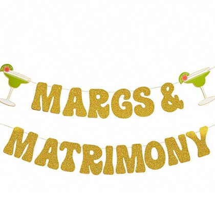 Margs & Matrimony Gold Glitter Banner - 5.5ft