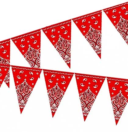 Red Bandana Print Cardstock Pennant Banner