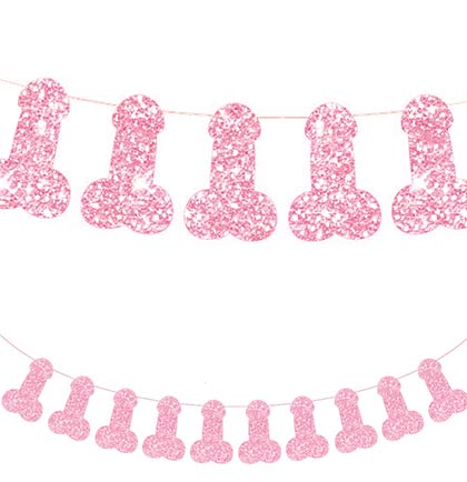 Light Pink Penis Shaped Glitter Banner