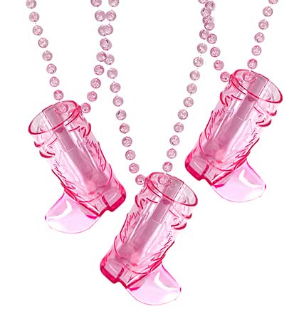 Pink Plastic Western Boot Shaped Shot Glass Necklace