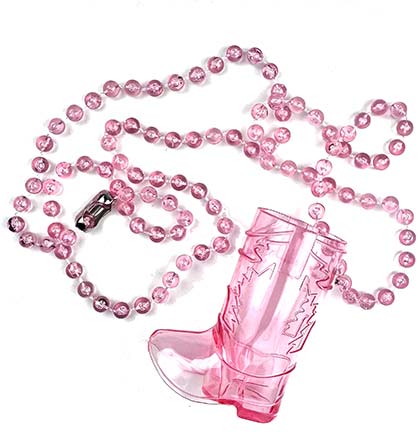 Pink Plastic Western Boot Shaped Shot Glass Necklace