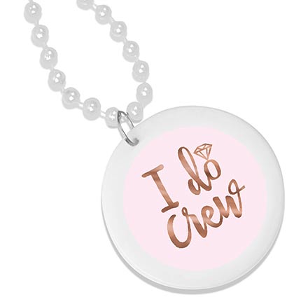Rose Gold I Do Crew white bead medallion necklace