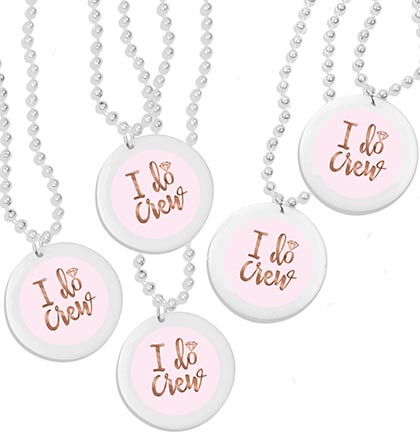 Set of 5 Rose Gold I Do Crew white beaded medallion necklace set