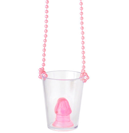 Pen*s Pink & Clear Shot Glass Necklace - 28"