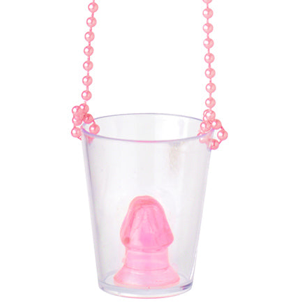 Pen*s Pink &amp; Clear Shot Glass Necklace - 28&quot;