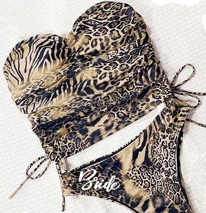 White Glam Bride Animal Print Bikini