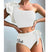 White Ruffle Bikini with Black Bride