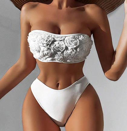 Silver Wifey Roses Bikini Swimsuit