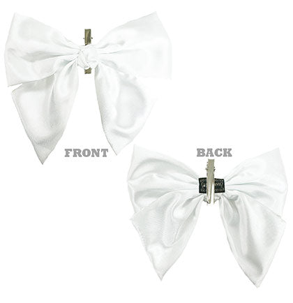 White Satin Bow Alligator Clip