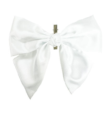 White Satin Bow Alligator Clip