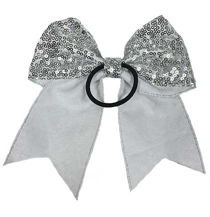 Silver Sequin Bow Hair Tie