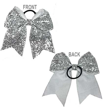Silver Sequin Bow Hair Tie