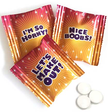 Naughty Saying Peppermint Mint Mini Packs with Three Round Mints