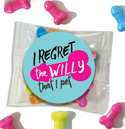 Multi-Colored I Regret The Willy That I Pet Mini Candy Pecker Packs - Set of 6