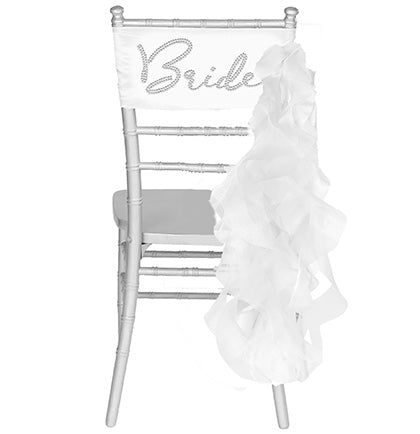 Rhinestone Bride Chair Band and Ruffles