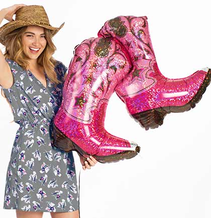 Pink Cowgirl Boots Mylar Balloon - 36"