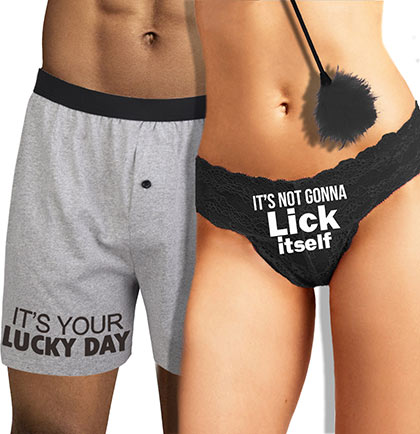 Lucky Day Boxer, Lick Itself Thong & Feather Tickler - Set of 3