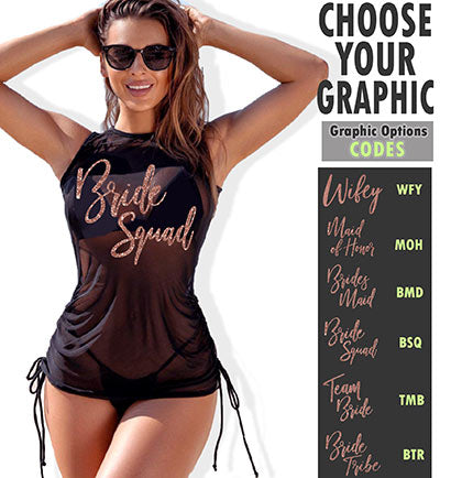 Rose Gold Glam Short Sheer Black Cover Up