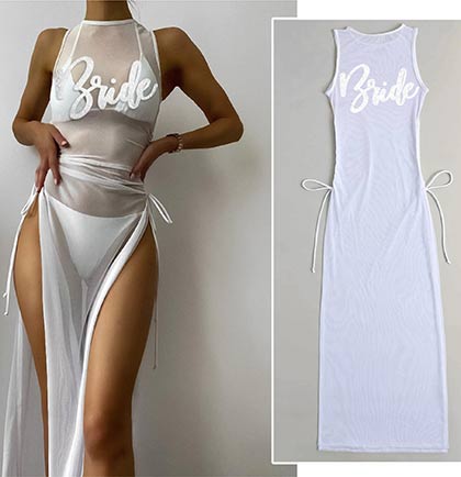Bride Silver Glam Sheer Cover Up Dress
