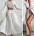 Bride Silver Glam Sheer Cut-Out Cover Up Dress