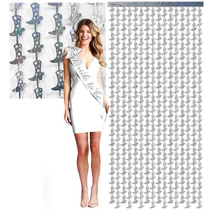 Boot Shaped Silver Iridescent Curtain