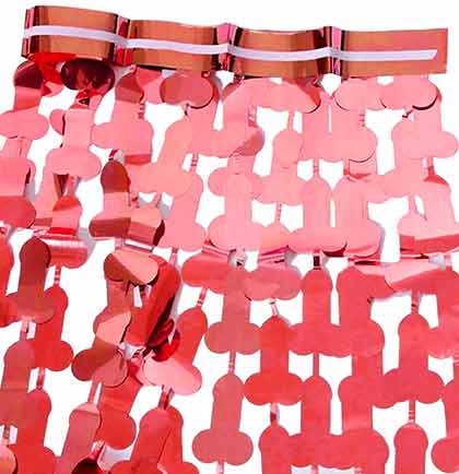 Red Penis Shaped Foil Curtain
