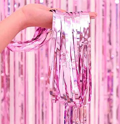 Light Pink Foil Fringe Curtain