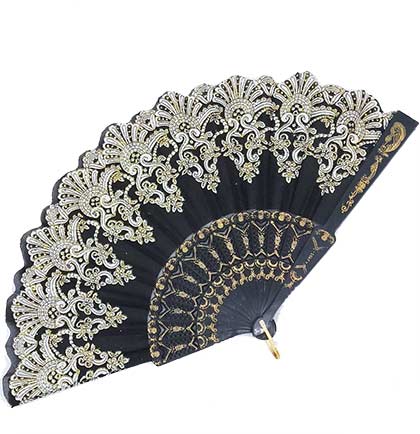 Black &amp; Gold Folding Fan
