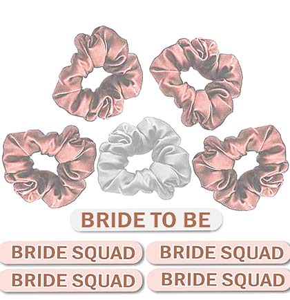 Rose Gold Bride Squad Nail File &amp; Scrunchie - Set of 10