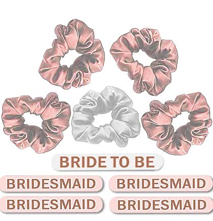 Rose Gold Bridesmaid Nail File & Scrunchie - Set of 10